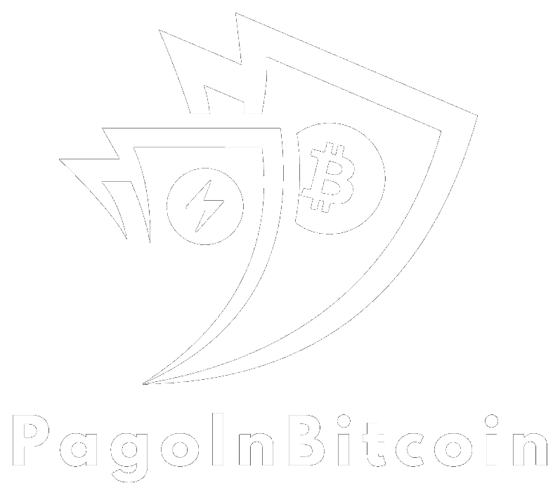 Logo Pago in Bitcoin con simboli Lightning Network e Bitcoin